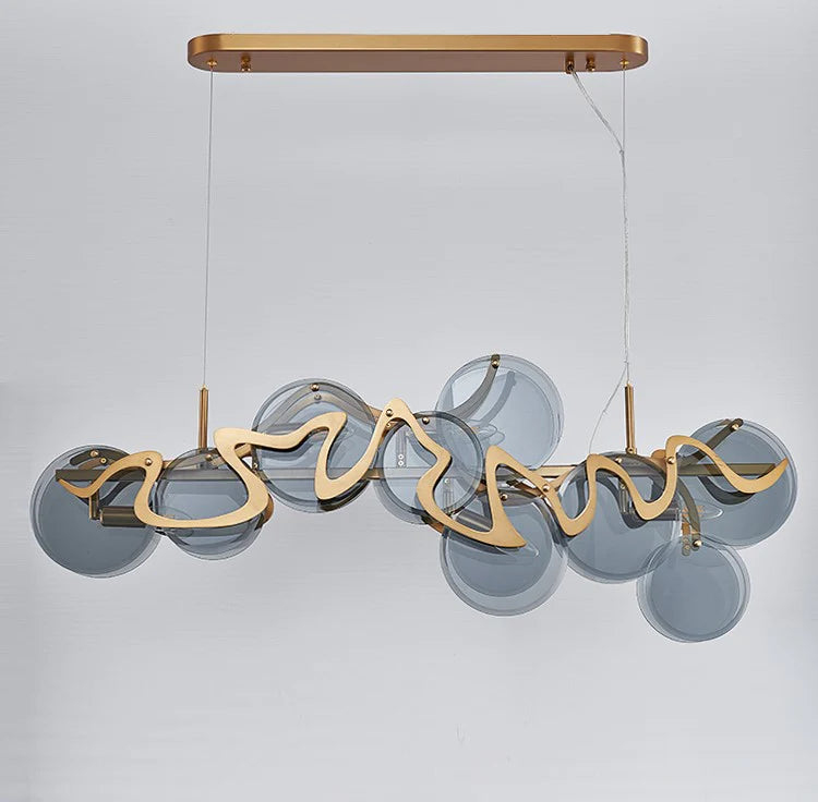 Lampadario a grappolo rotondo in vetro minimalista di lusso postmoderno per sala da pranzo/soggiorno/camera da letto
