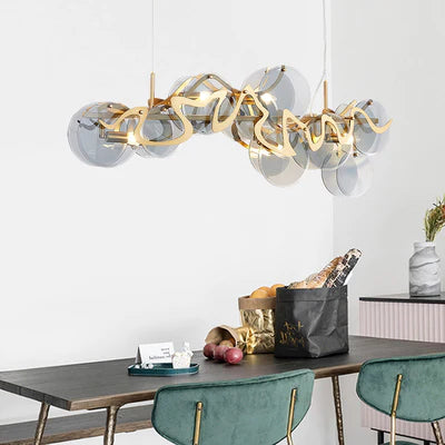 Lampadario a grappolo rotondo in vetro minimalista di lusso postmoderno per sala da pranzo/soggiorno/camera da letto