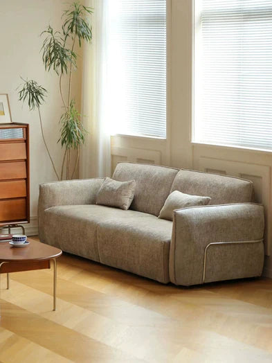 Scandinavian Medieval Style Simple 3/4 Seater Chenille Straight Sofa