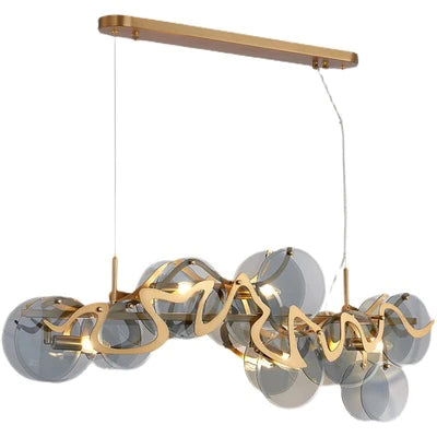 Lampadario a grappolo rotondo in vetro minimalista di lusso postmoderno per sala da pranzo/soggiorno/camera da letto