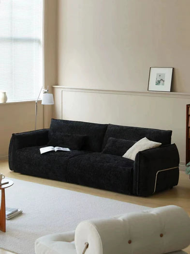 Scandinavian Medieval Style Simple 3/4 Seater Chenille Straight Sofa