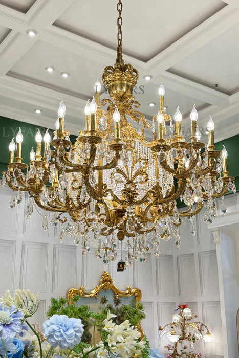 LYFAIRS x FH&Home Brass Crown Crystal Tassel Chandelier