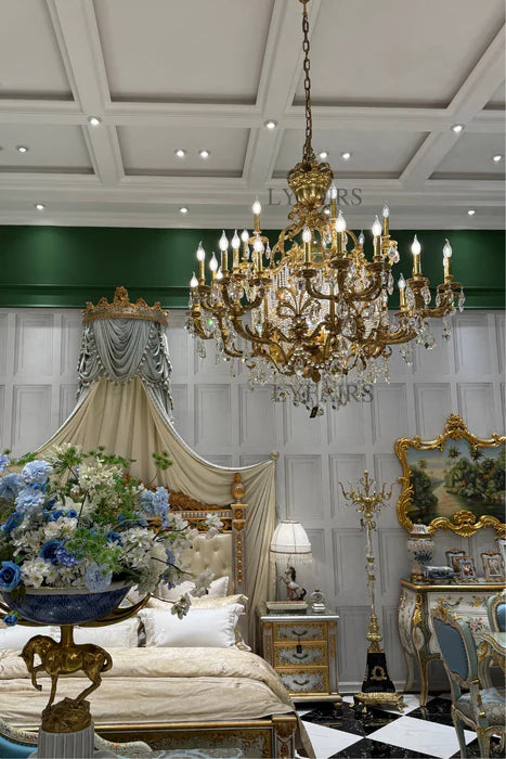 LYFAIRS x FH&Home Brass Crown Crystal Tassel Chandelier