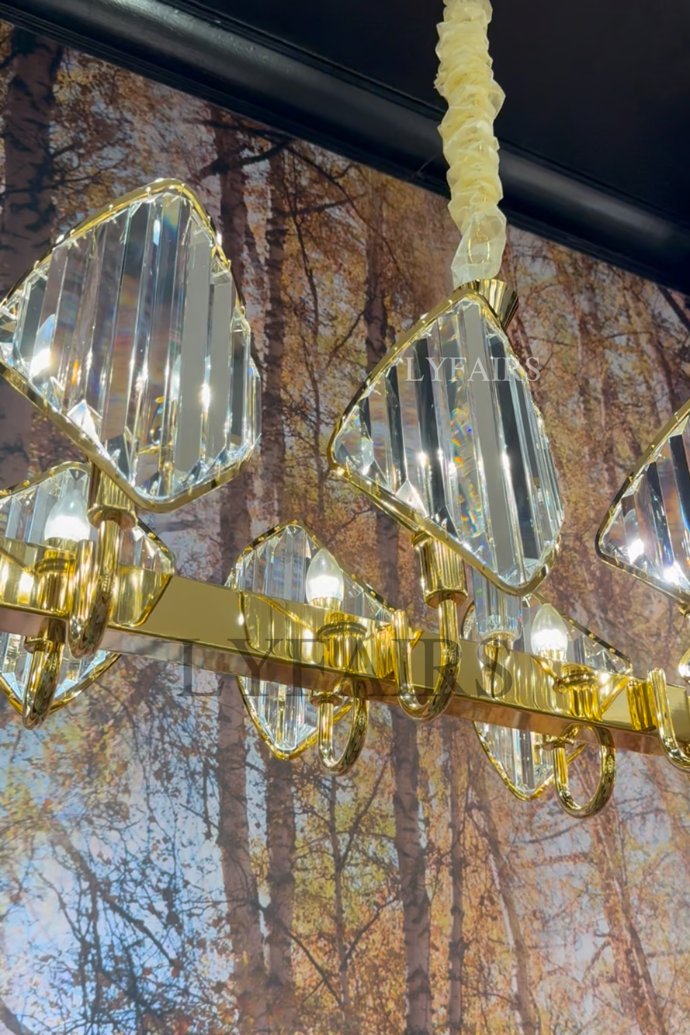 Lustre en cristal rhombique multicouche de luxe