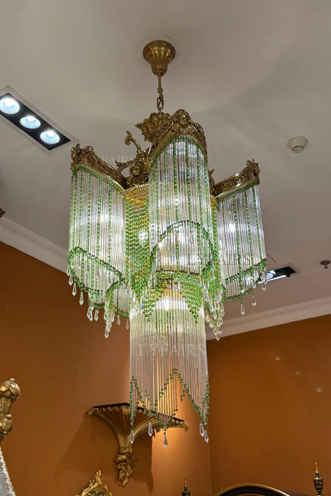 LYFAIRS x FH&Home Baroque Swag-like Glass Rods Crystal Chandelier