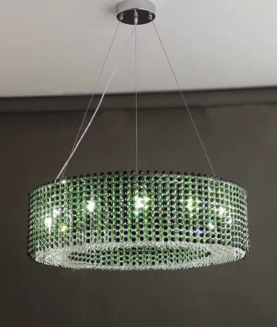 Lustre rond en cristal de luxe italien moderne et décoratif pour salon/salle à manger