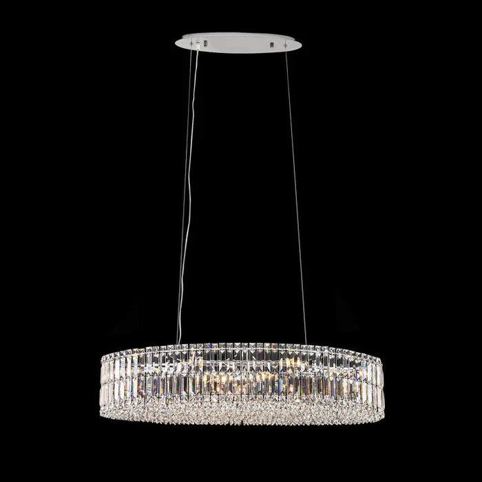Lustre moderne en cristal argenté, rond ou rectangulaire, luminaire décoratif pour salon, salle à manger ou chambre à coucher