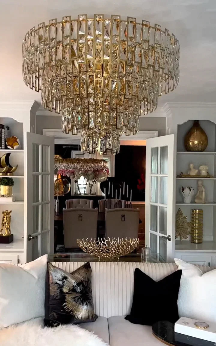 Multi-tiered Crystal Flake Chandelier for Bedroom/Living Room/Dining Room