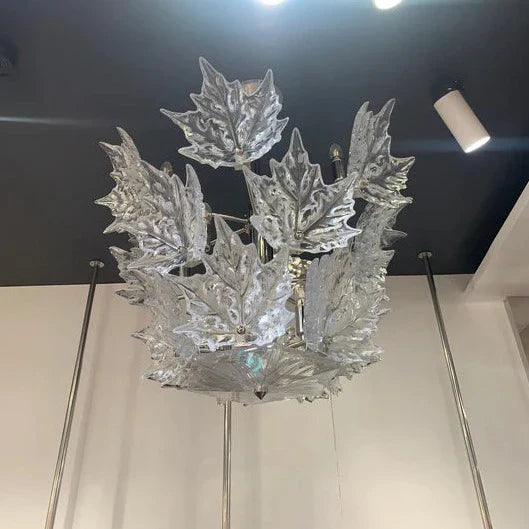 Lampadario moderno e creativo in cristallo trasparente a forma di foglia d'acero per soggiorno/camera da letto