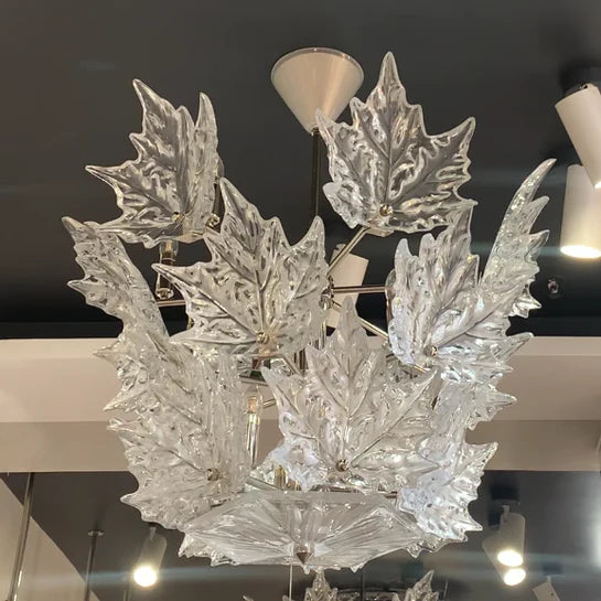 Lampadario moderno e creativo in cristallo trasparente a forma di foglia d'acero per soggiorno/camera da letto