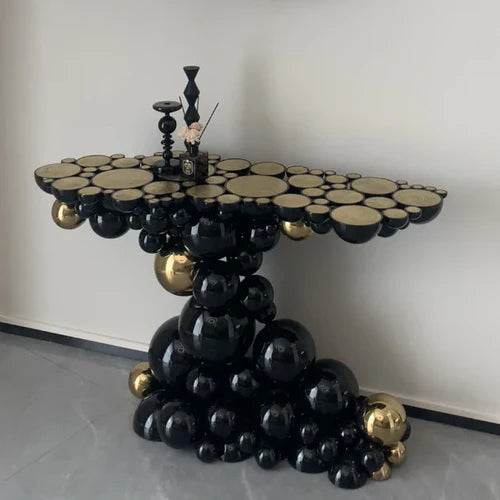 Luxury Designer Black & Gold Bubbles Entrance Table/Console