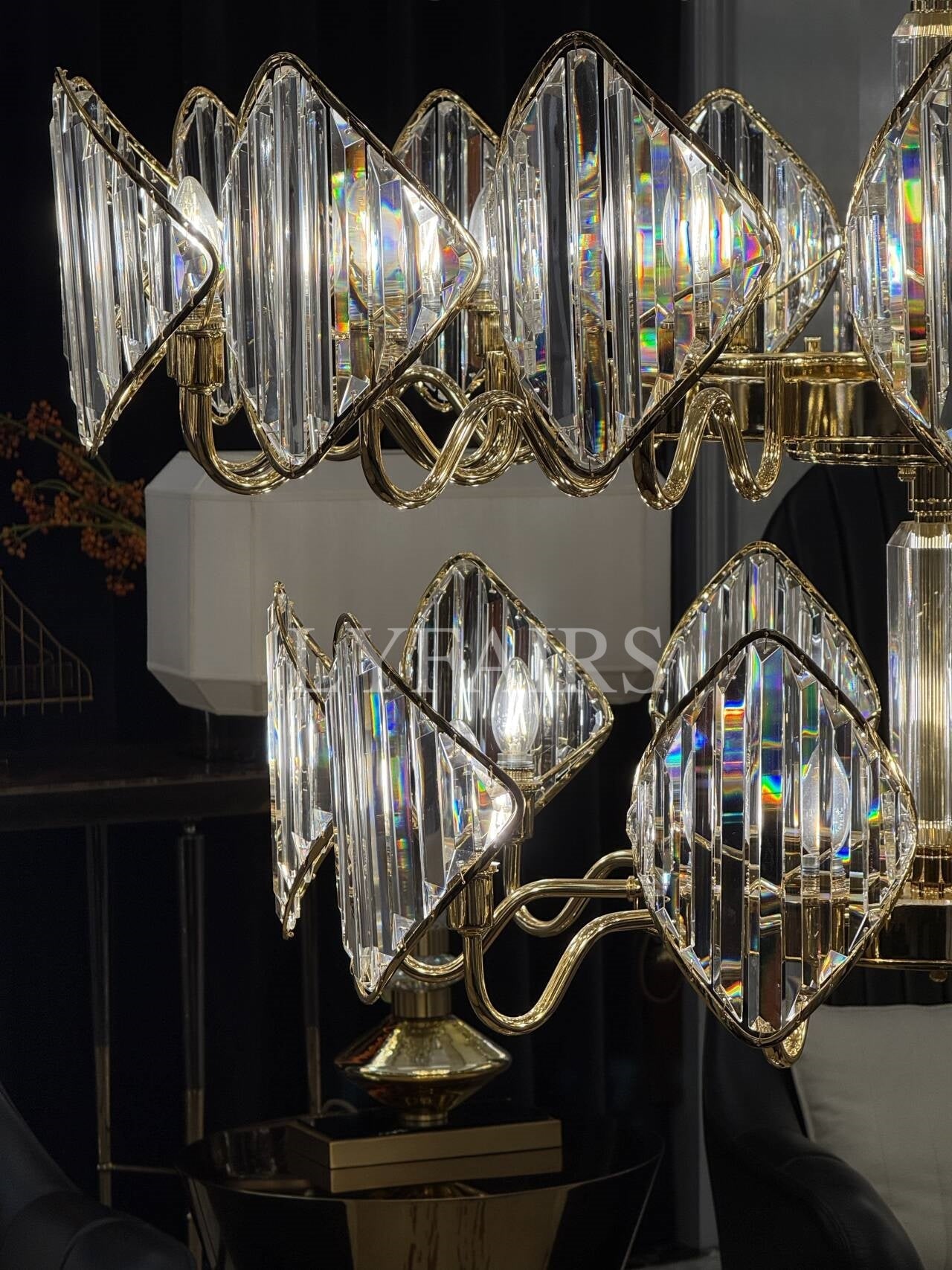 Lustre en cristal rhombique multicouche de luxe