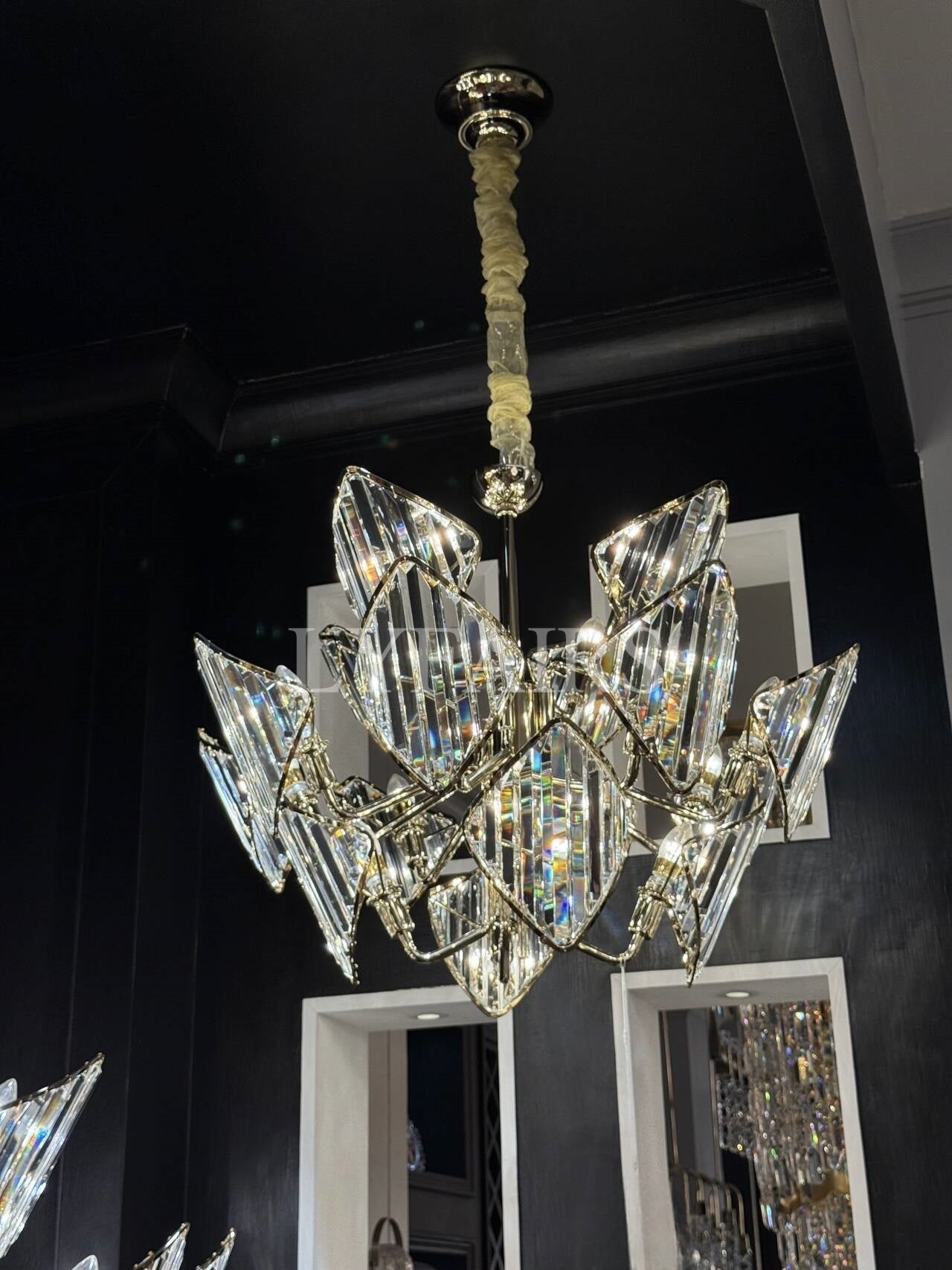 Lustre en cristal rhombique multicouche de luxe