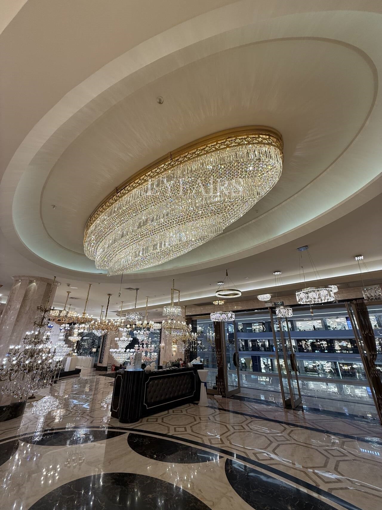 Gold Era Flush Mounted Oval Crystal Chandelier for Hotel/Restaurant/Villa