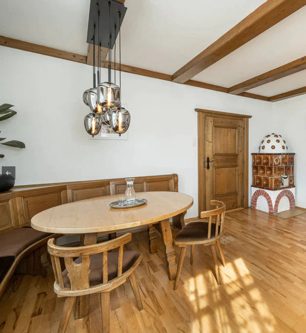 Lampadario moderno in vetro grigio fumé per sala da pranzo/isola della cucina