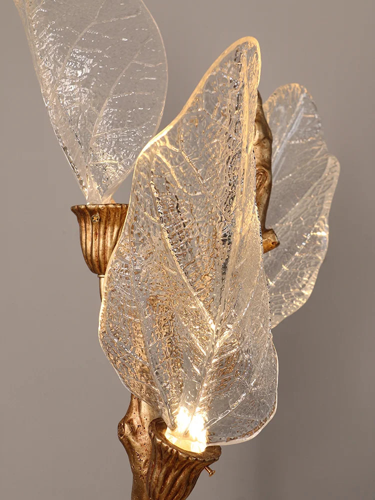 Lustre créatif en résine bionique à feuilles pour salon/salle à manger/escalier