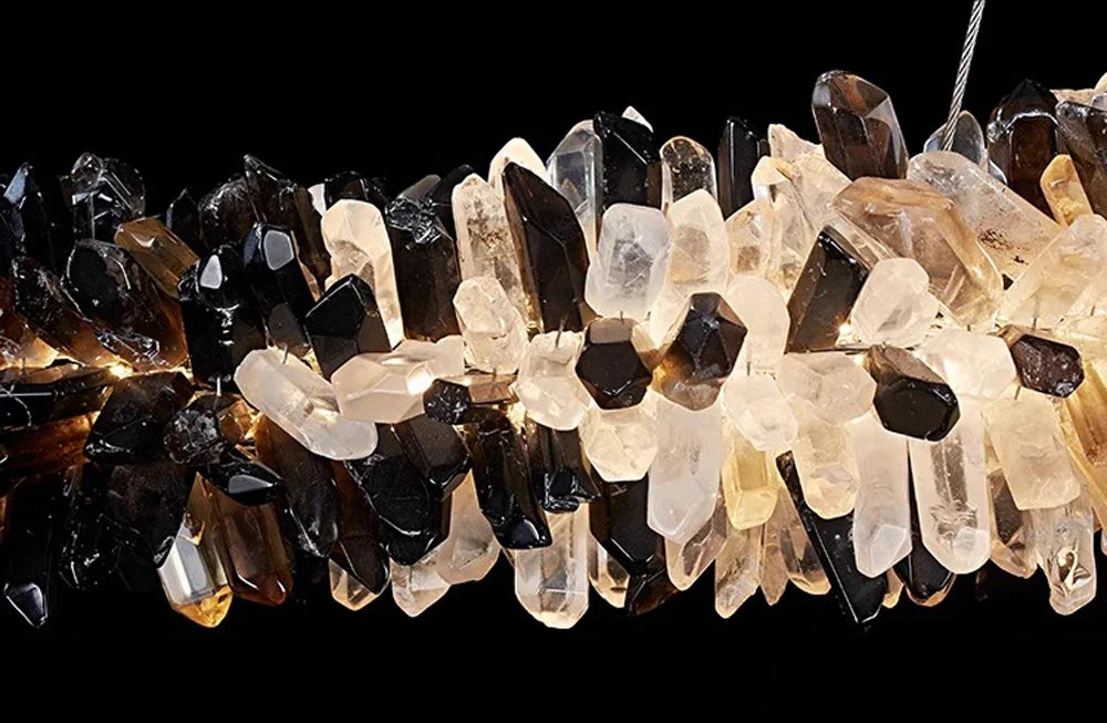 Lustre linéaire moderne en cristal naturel