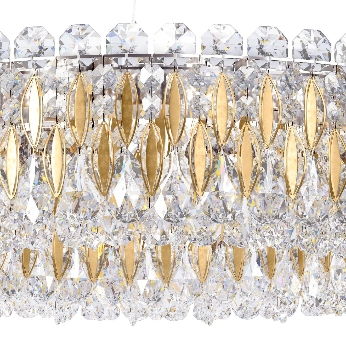 Lustre encastré/rectangulaire/rond de la collection Drum, composé de perles de cristal de luxe légères