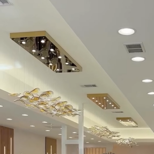 Lampadario moderno in vetro ambrato galleggiante
