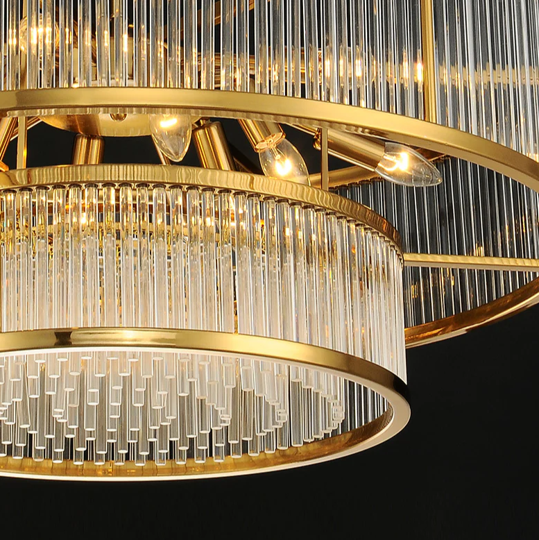Lampadario moderno con bacchette di vetro rotonde/rettangolari