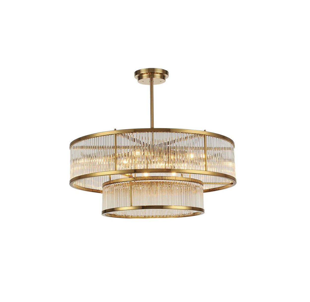 Lampadario moderno con bacchette di vetro rotonde/rettangolari