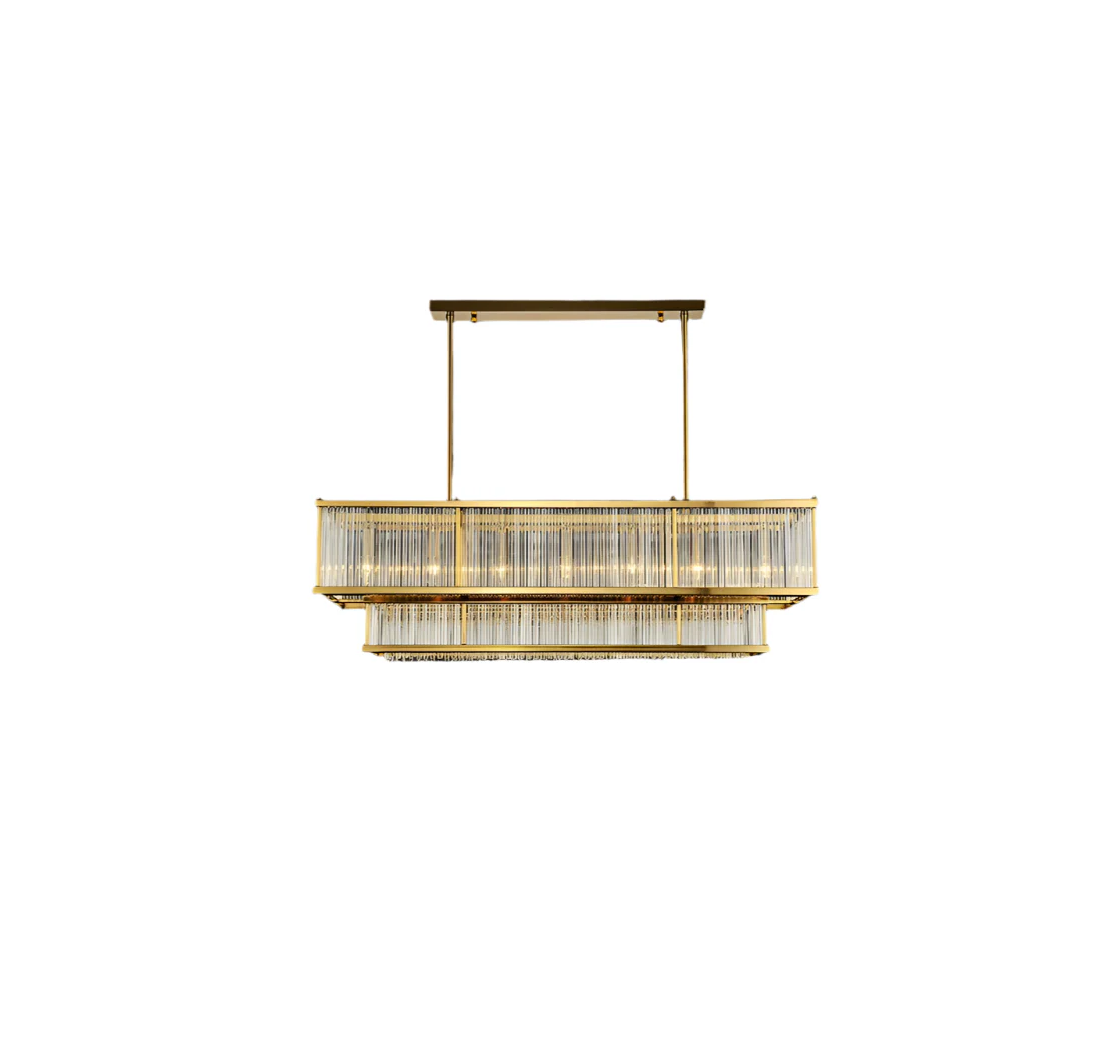 Lampadario moderno con bacchette di vetro rotonde/rettangolari