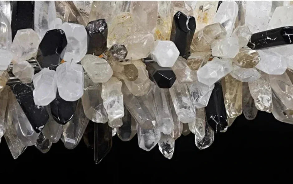 Lustre linéaire moderne en cristal naturel