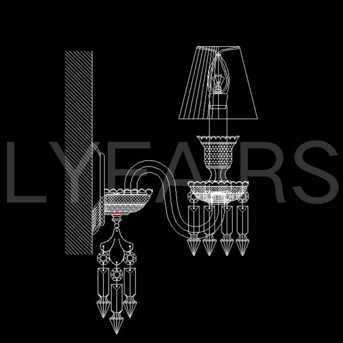 Applique murale de luxe personnalisée à 1 lumière en cristal avec abat-jour blanc