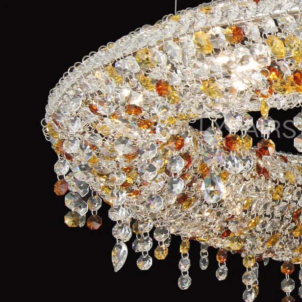 Lustre en cristal coloré de luxe pour salon/plafond bas