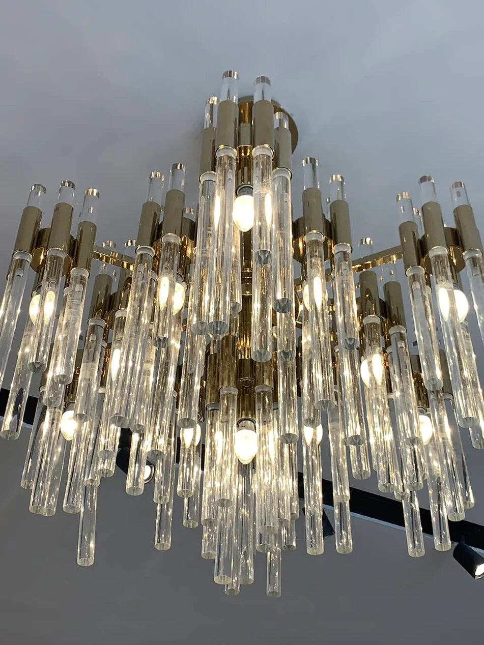 Lampadario moderno di lusso a cilindri in vetro a più livelli per soggiorno/camera da letto/sala da pranzo/bagno