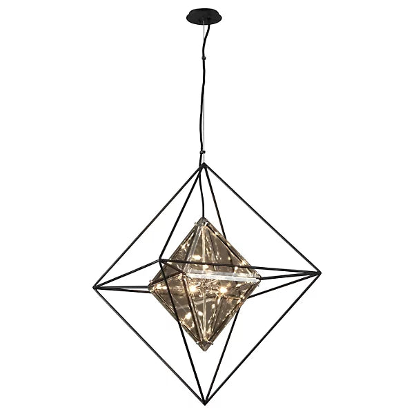 Lustre cube moderne avec abat-jour en verre
