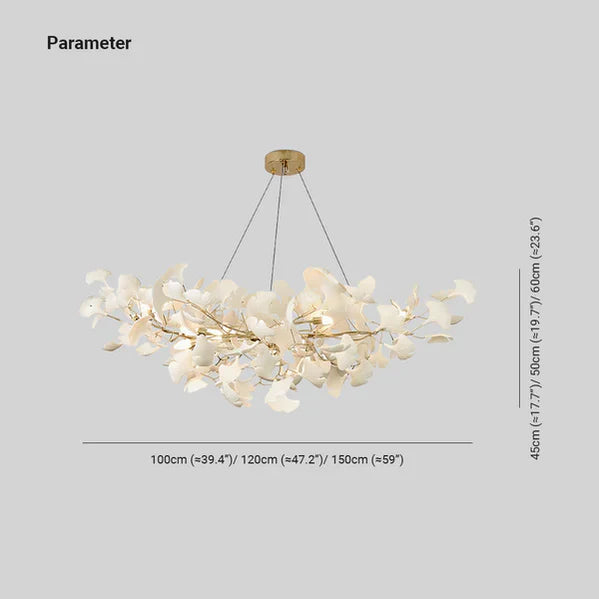 Modern Luxury Linear Ginkgo Ceramic Chandelier for Dining Room/Kitchen Island