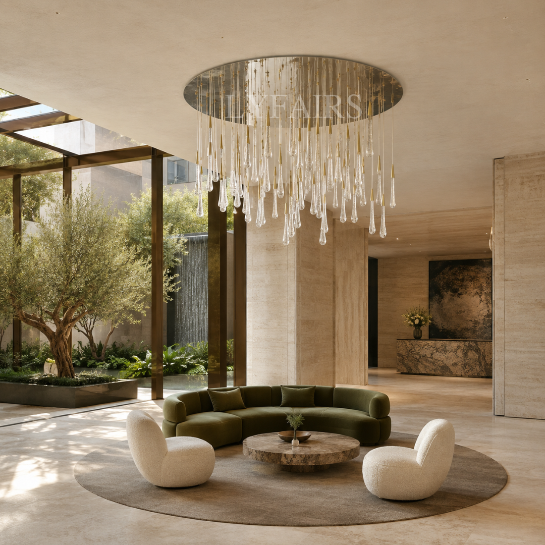 Oversized Modern Cascade Raindrop Crystal Chandelier