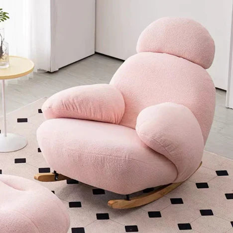Nordic White/Gray/Pink Boucle Sherpa Rocking Lounge Chair