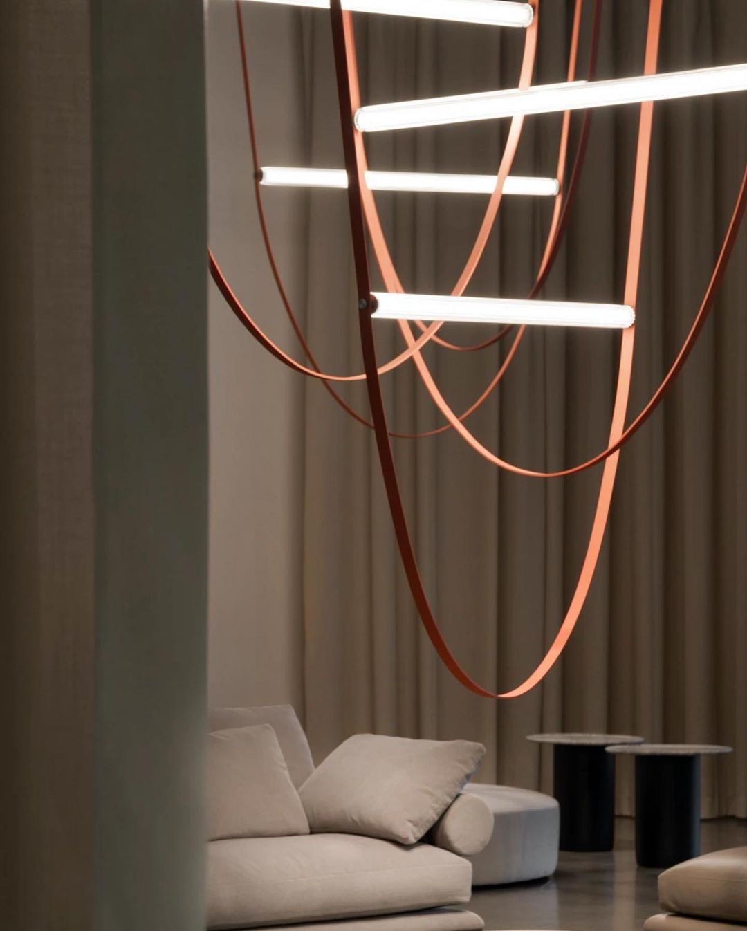 Designer U-shaped Belt Lamp LED Glass Tube Chandelier