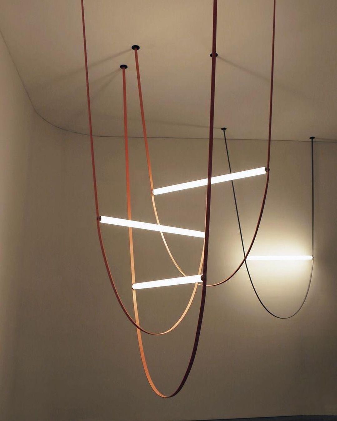 Designer U-shaped Belt Lamp LED Glass Tube Chandelier