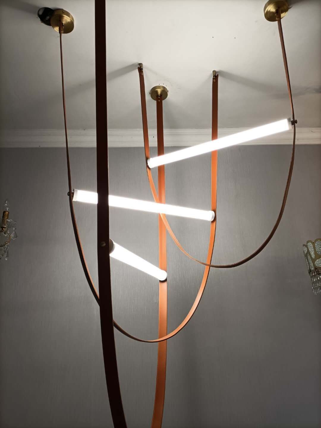 Designer U-shaped Belt Lamp LED Glass Tube Chandelier