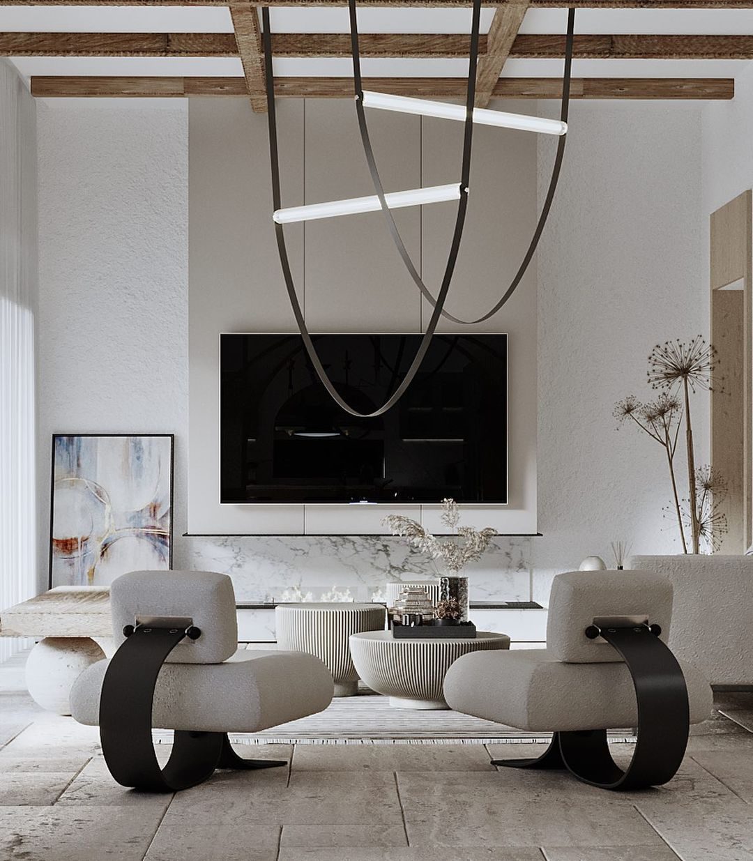 Designer U-shaped Belt Lamp LED Glass Tube Chandelier