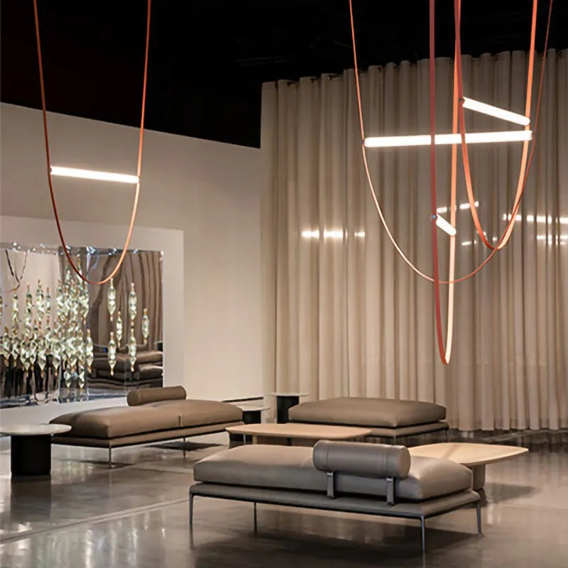 Designer U-shaped Belt Lamp LED Glass Tube Chandelier