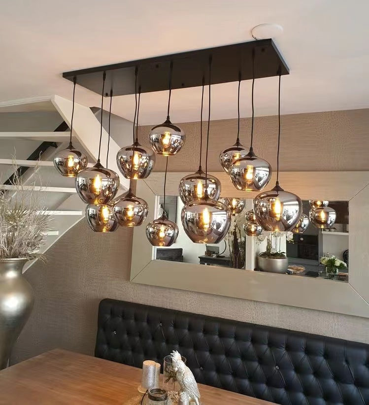 Smoky Gray Glass Chandelier for cafe and dining room