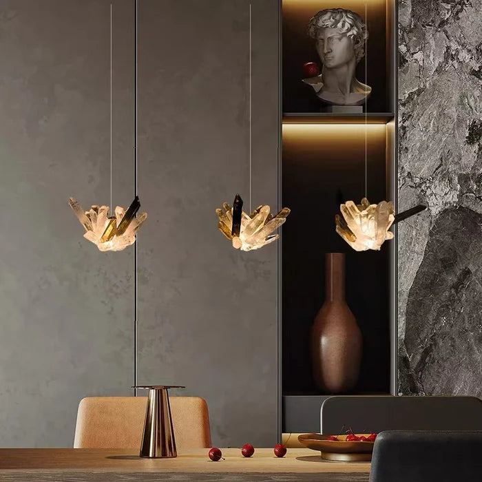 Suspension moderne en cristal naturel pour table de chevet/îlot de cuisine