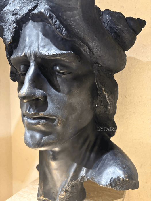 Black Ram-Horned Face Sculpture