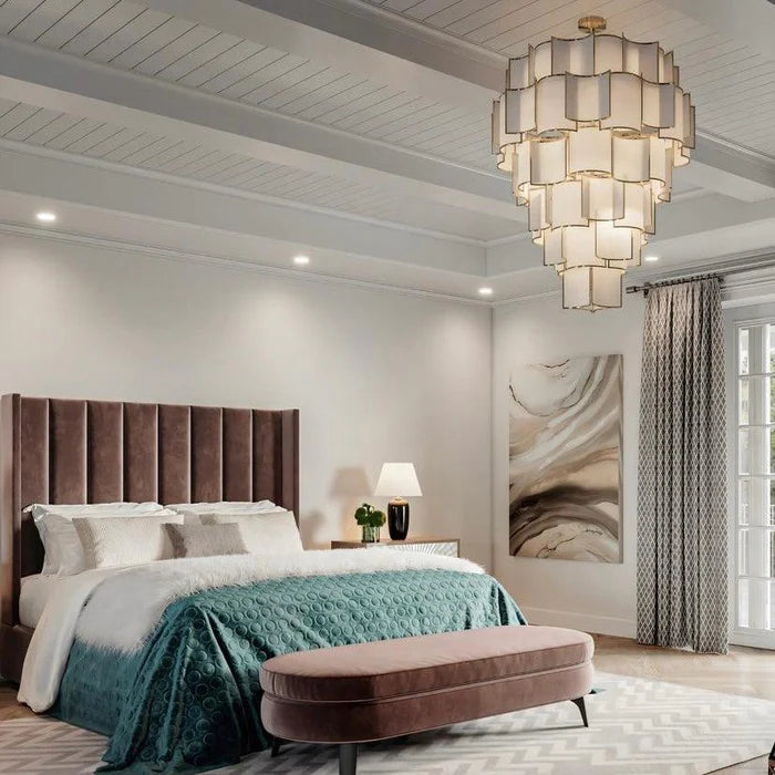 Lustre moderne en carreaux acryliques pour plafond haut