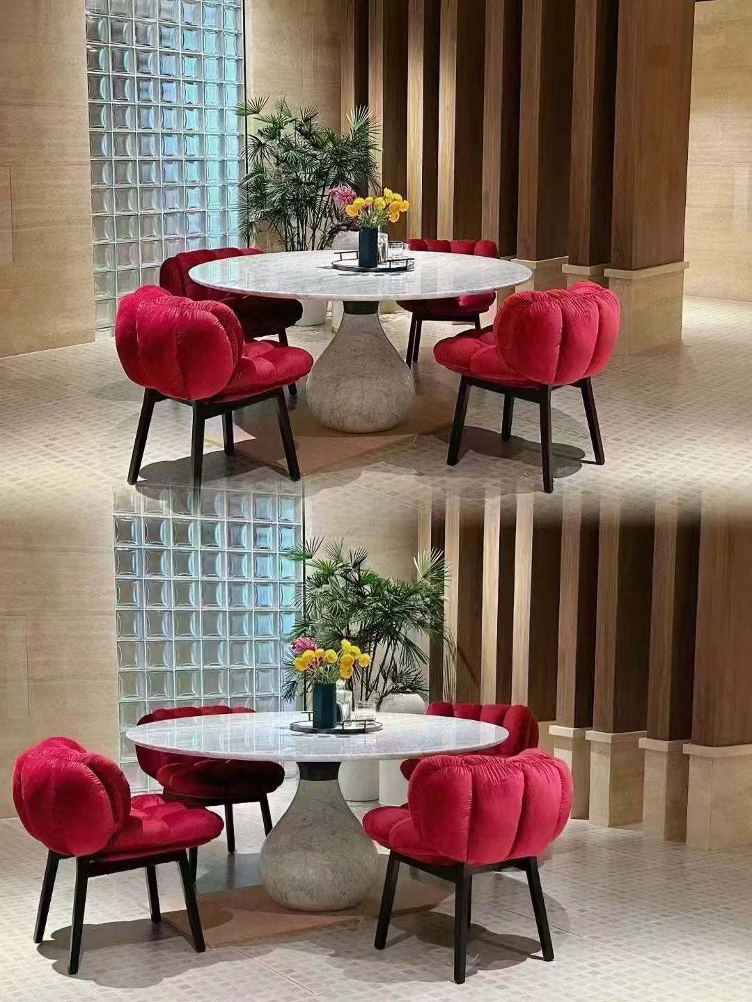Chaise de salle à manger en velours italien léger et luxueux
