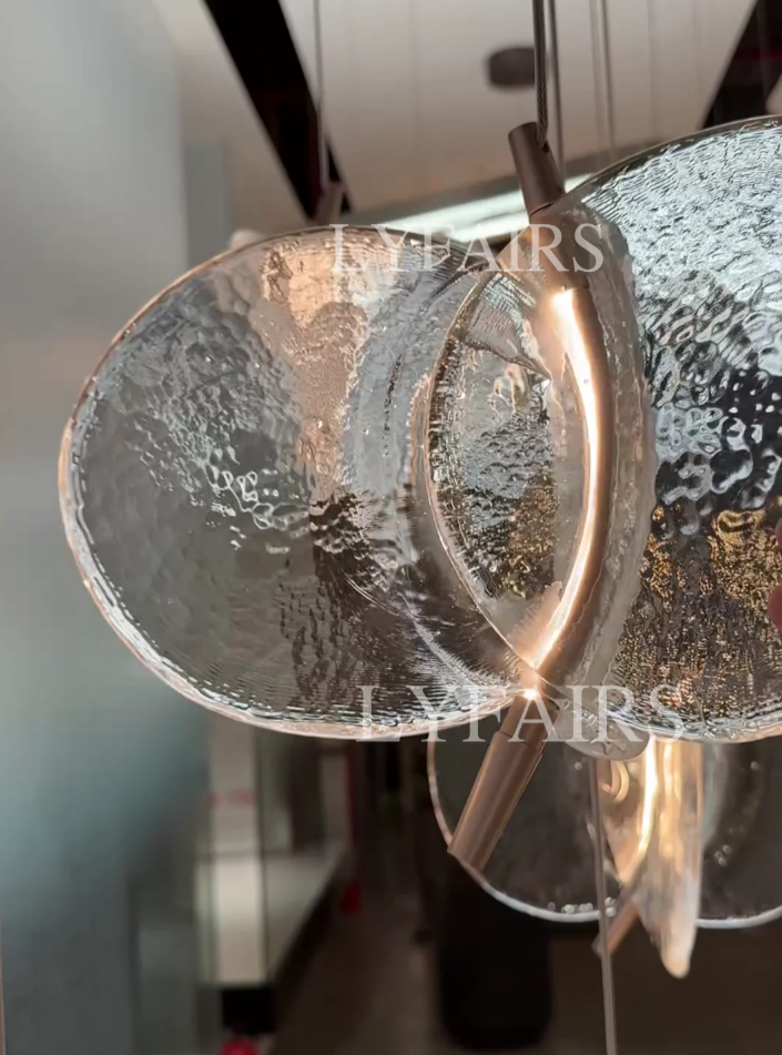 Modern Floating Chips Glass Chandelier for High Ceiling/Dining Room