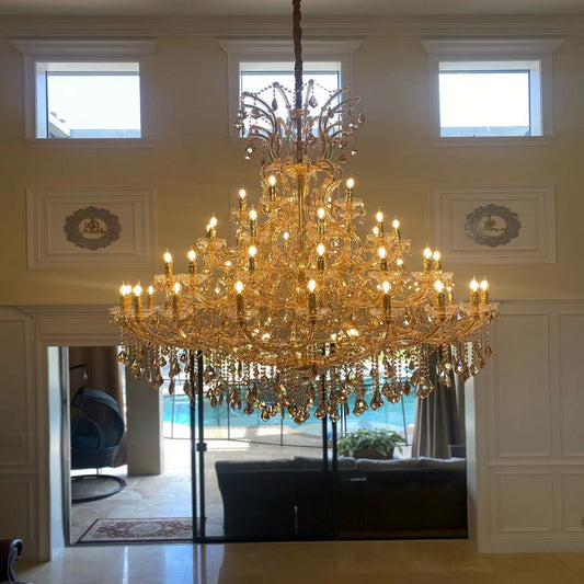Mid Century Luxury Large Crystal Chandelier for hotel, villa, and foyer