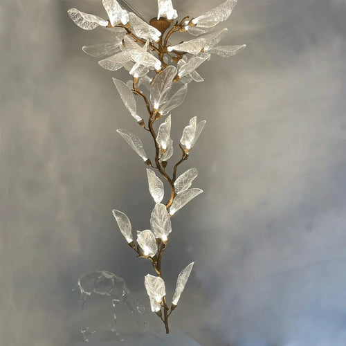 Lustre créatif en résine bionique à feuilles pour salon/salle à manger/escalier