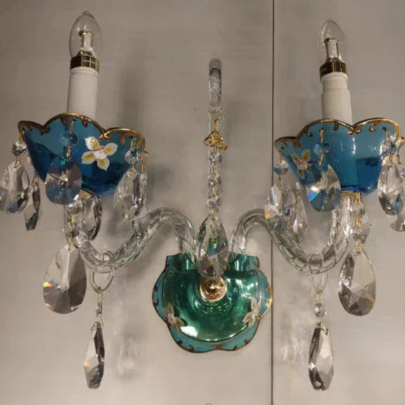 Applique murale design romantique en cristal bleu français