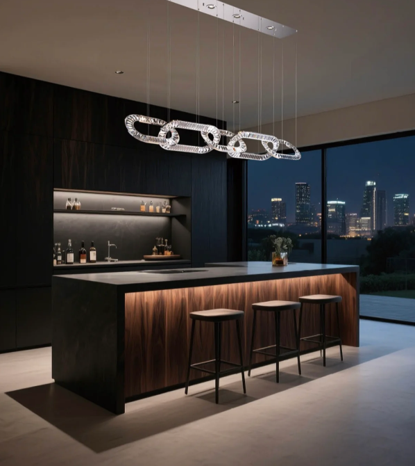 Modern Luxury Crystal Chain Cluster Chandelier for High Ceiling/Dining Room