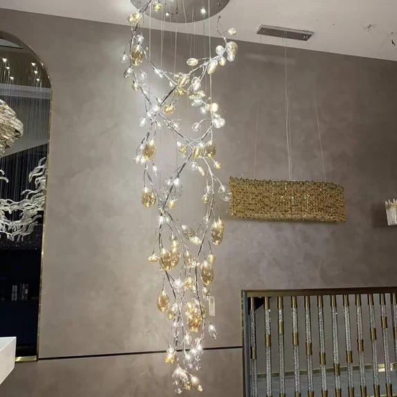 Lampadario a forma di albero di lucciola dal design creativo per scale/atrio/villa/hotel/ristorante